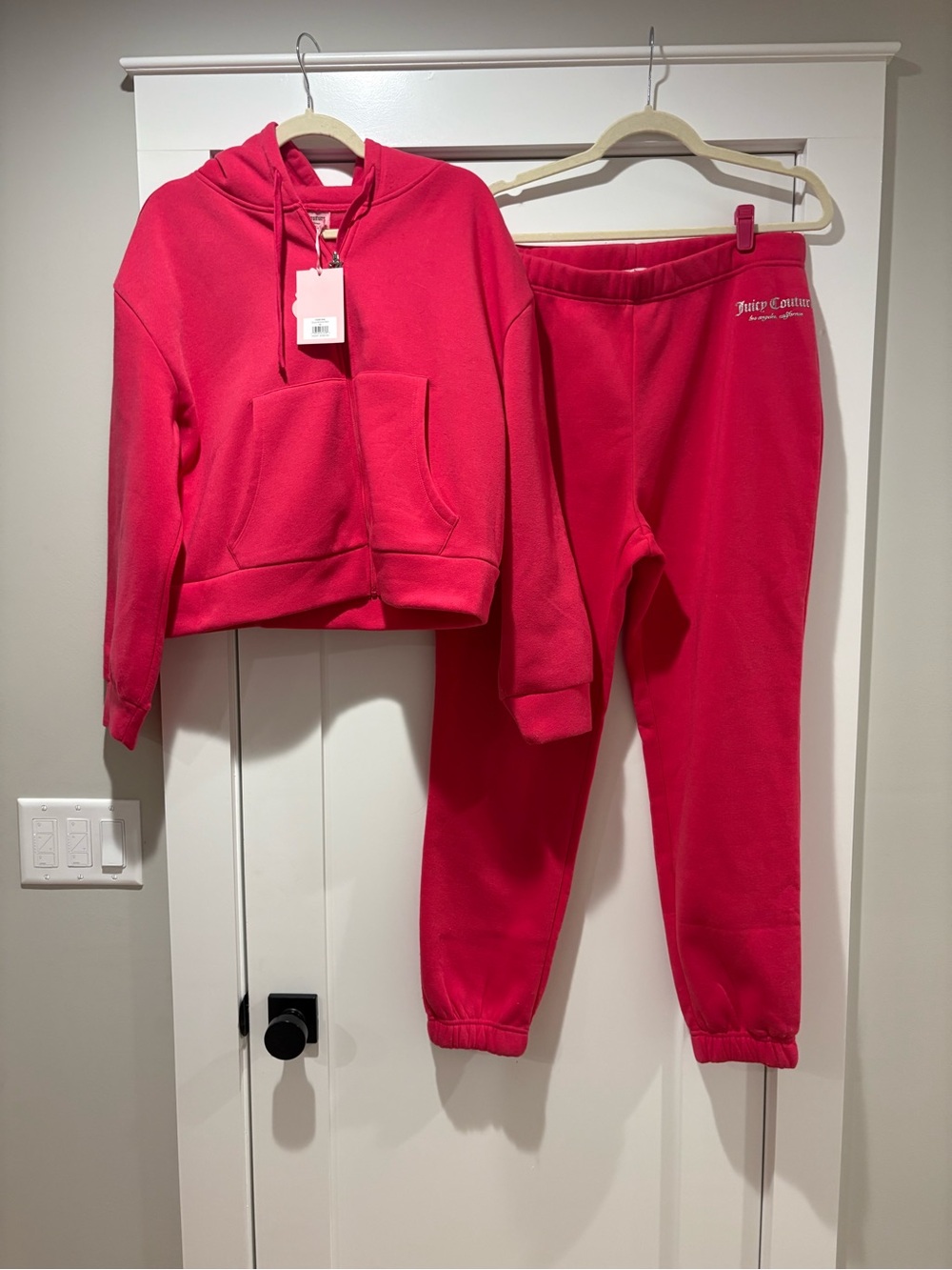 NEW Juicy Couture Pink Hoodie & Joggers Set size XL